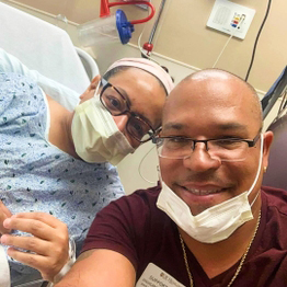 Angelica with husband before surgery